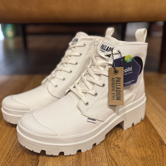 NEW - Size 10 - Palladium Women’s Cream High-Top Sneakers - Picture 2 of 7